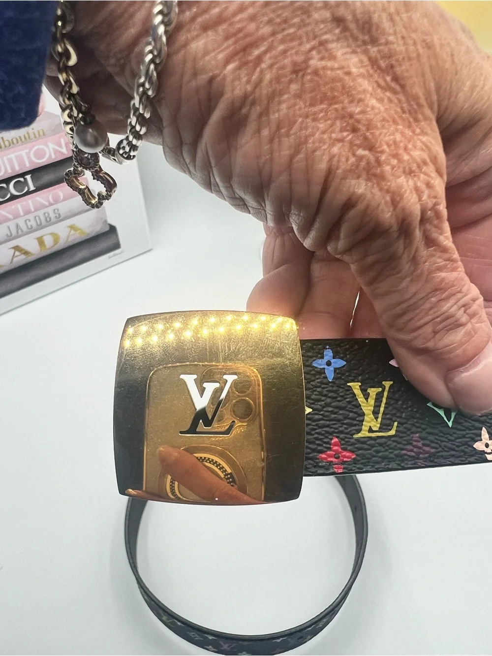 Louis Vuitton Takashi Murakami x LV Black Monogram Multicolore belt with COA